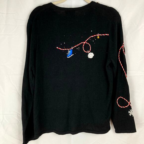 VTG Studio Joy Womens L Christmas Holiday Embroidered Sweater Art to Wear Winter - Picture 2 of 11